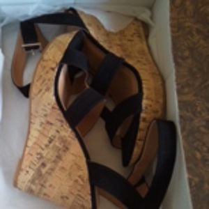 Maurices Elaine Black Cork Wedges
